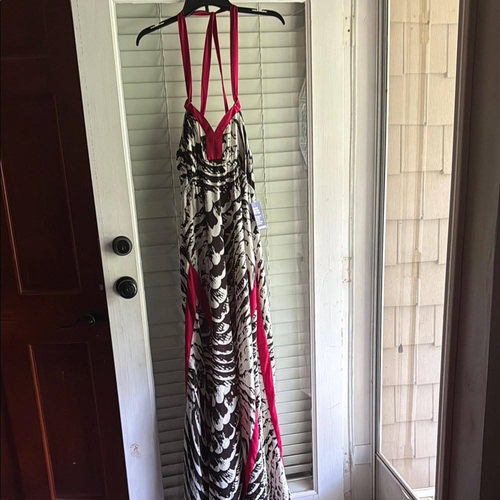 Express Black and White Halter Maxi Sundress